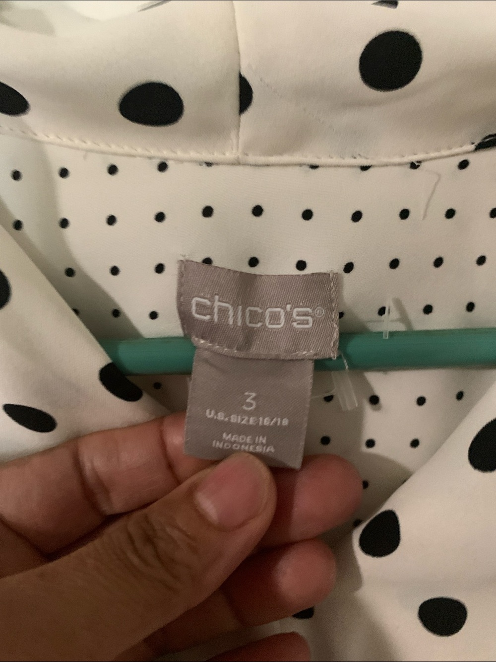 Chico's White Blouse with Black Polka Dots - Picture 3 of 12